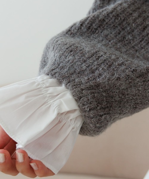 flower（フラワー）の「ウォーミングローズニット（ニット/セーター・レディース・ホワイト/グレー・FREE）」の8枚目の写真