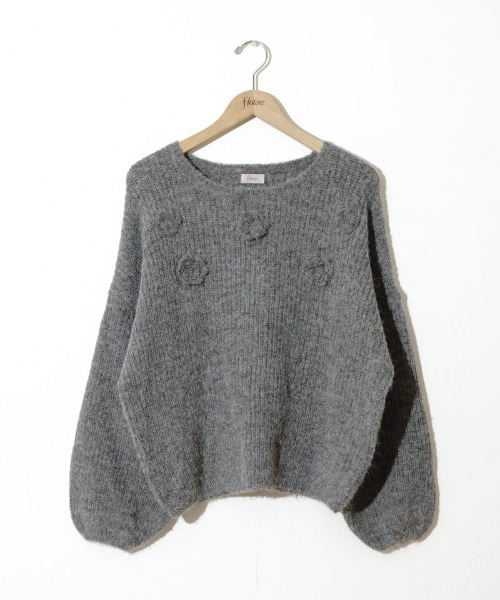 flower（フラワー）の「ウォーミングローズニット（ニット/セーター・レディース・ホワイト/グレー・FREE）」の14枚目の写真