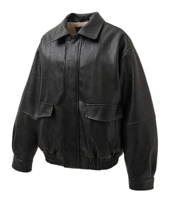 セール】Vintage-like synthetic leather A-2 jacket/ヴィンテージ