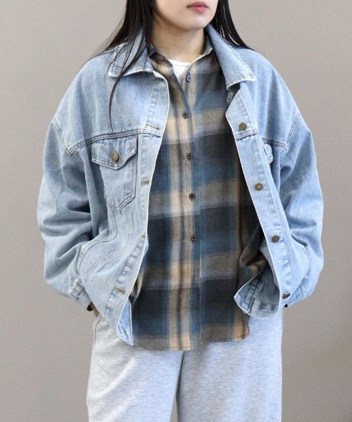 pufe(ピュフェ)の「【pufe】リラックスチェックシャツ(シャツ/ブラウス・レディース・ベージュ/オレンジ/ブルー・ONESIZE)」の19枚目の写真