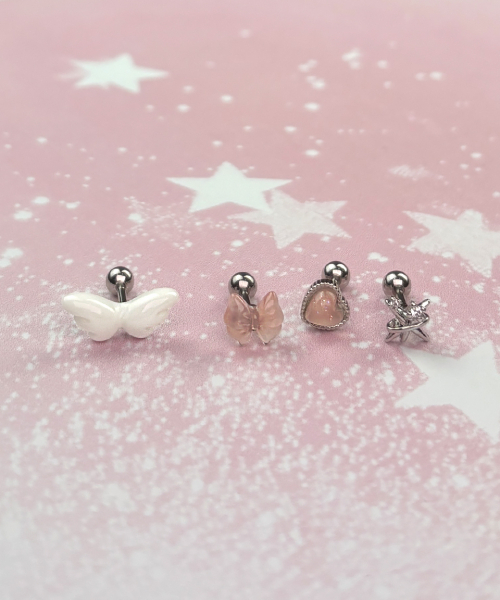VVV（ブイブイブイ）の「[SET]ベビーエンジェルリボンピアス（ピアス（両耳用）・レディース・ホワイト/シルバー・FREE）」の4枚目の写真