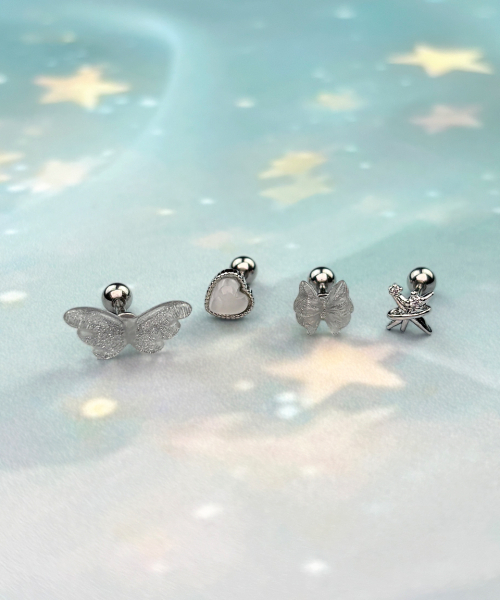 VVV（ブイブイブイ）の「[SET]ベビーエンジェルリボンピアス（ピアス（両耳用）・レディース・ホワイト/シルバー・FREE）」の5枚目の写真