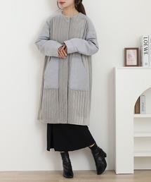 BRODIAEA（ブローディア）の「BRODIAEA 切り替えロング中綿コート（ノーカラーコート）」