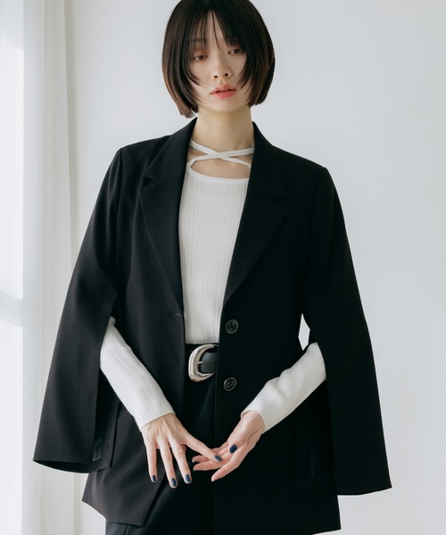 PAGEBOY（ページボーイ）の「イージーケア２WAYショルダージャケット（テーラードジャケット・レディース・ブラック/チャコールグレー/グレー系その他・SMALL/MEDIUM）」の2枚目の写真