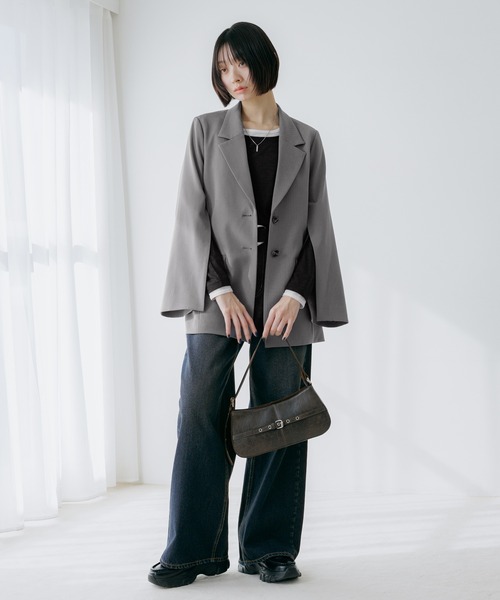 PAGEBOY イージーケア2WAYショルダージャケット　M ブラック セール】【セットアップ対応】イージーケア2WAYショルダージャケット