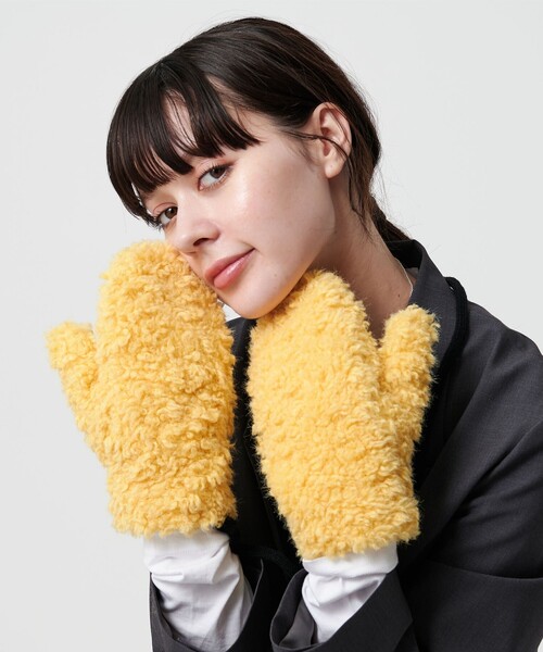 BEAUTY&YOUTH UNITED ARROWS(ビューティーアンドユースユナイテッドアローズ)の「ストリング ボア ミトン(手袋・レディース・モカ/イエロー/オフホワイト・FREE)」の3枚目の写真