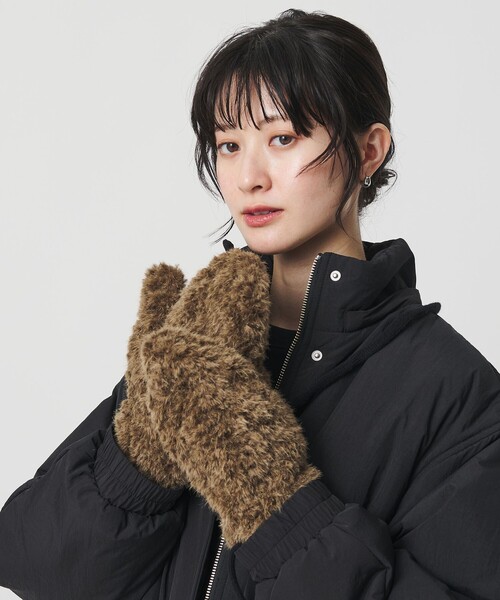 BEAUTY&YOUTH UNITED ARROWS(ビューティーアンドユースユナイテッドアローズ)の「ストリング ボア ミトン(手袋・レディース・モカ/イエロー/オフホワイト・FREE)」の1枚目の写真