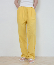 W/リネンライクシンボルディープワンタックパンツ_YELLOW(W25-PT11)