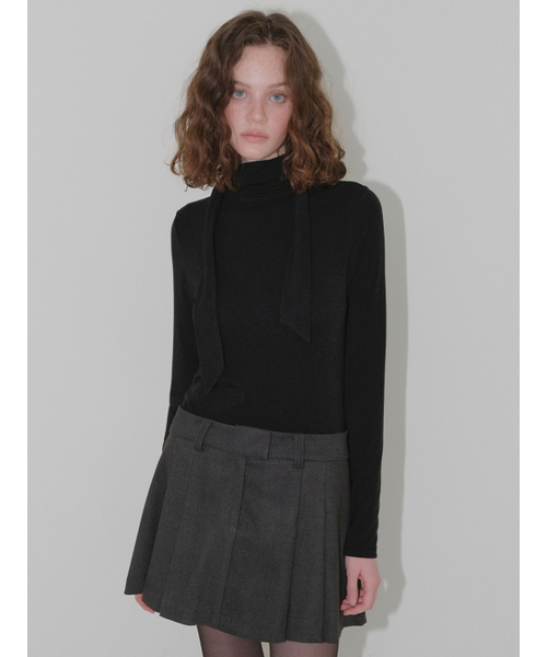 ETMON（エトモン）の「2-Way Tie T-Shirt, Black（Tシャツ/カットソー・レディース・その他・F）」の2枚目の写真