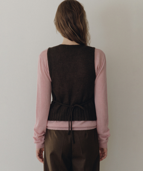 ANDNEEDS(アンドニーズ)の「Grace wrap bustier knit (brown)(ベスト・レディース・その他・FREE)」の3枚目の写真