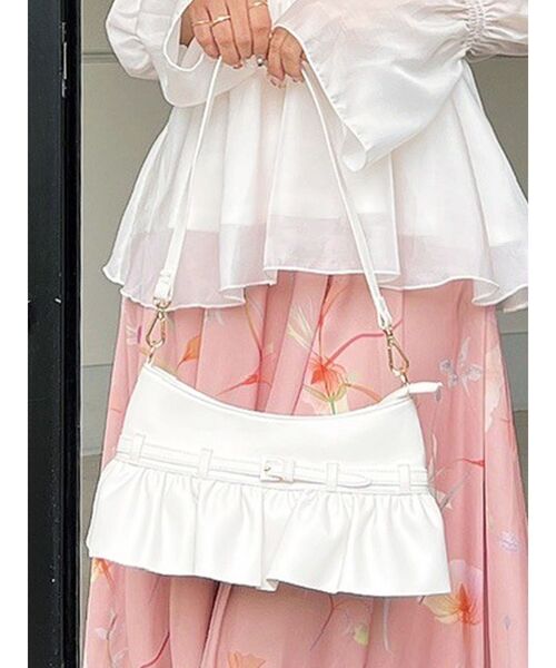 RESEXXY（リゼクシー）の「フリルデザインハンドバッグ（ハンドバッグ・レディース・ホワイト/ブラック・FREE）」の2枚目の写真