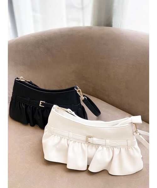 RESEXXY（リゼクシー）の「フリルデザインハンドバッグ（ハンドバッグ・レディース・ホワイト/ブラック・FREE）」の3枚目の写真