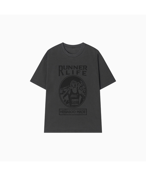 MENASOO(ミナス)の「275g Heavy Cotton Runner Graffiti Pigment T Shirt_Black(Tシャツ/カットソー・レディース・ブラック・SMALL/MEDIUM)」の1枚目の写真