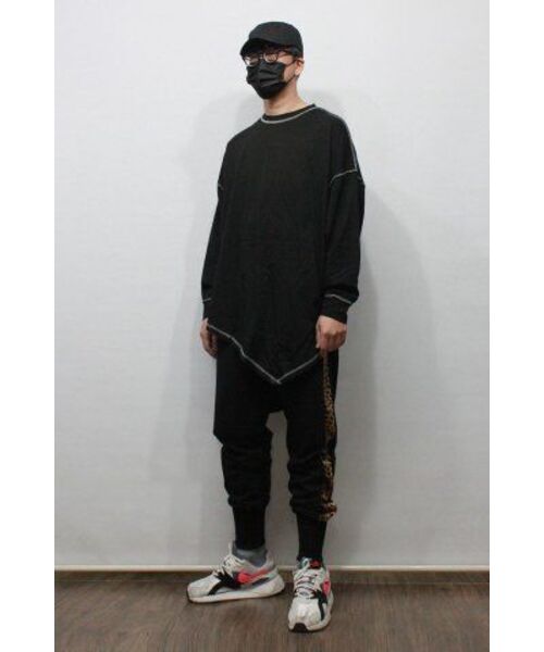 DEMARC(ドゥマーク)の「アンバランスオーバーサイズTシャツブラック(Tシャツ/カットソー・メンズ・その他・FREE)」の3枚目の写真