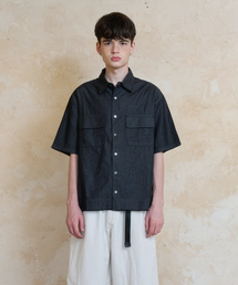denim crop shirts (black)