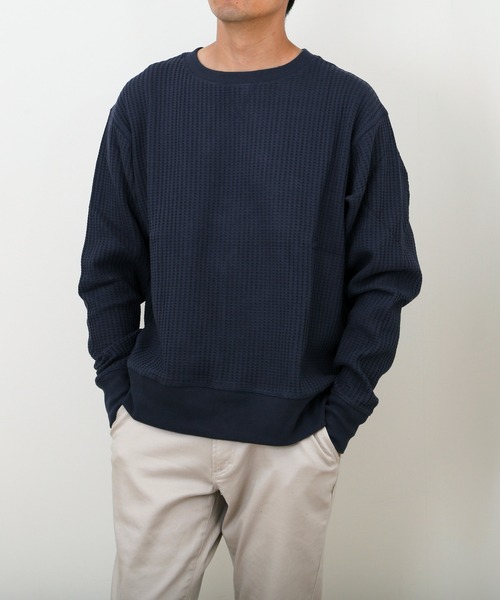 JEMORGAN(ジェーイーモーガン)の「JEMORGAN ビッグワッフル BIGSIZEクルーネックL S(Tシャツ/カットソー・メンズ・ブラック/杢グレー/ヘザーチャコール/ホワイト/ブラウン/ネイビー・L/XL/M)」の8枚目の写真