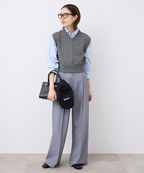 SLOBE IENA(スローブイエナ)の「ショートベスト(ベスト・レディース・キャメル/グレー・FREE)」の3枚目の写真