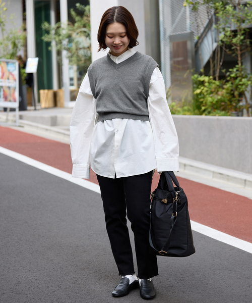 SLOBE IENA(スローブイエナ)の「ショートベスト(ベスト・レディース・キャメル/グレー・FREE)」の5枚目の写真