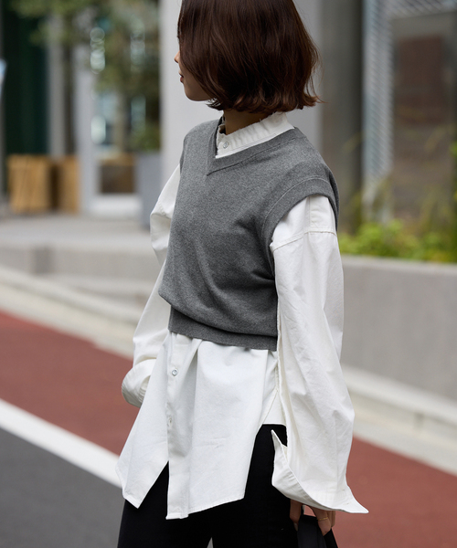 SLOBE IENA(スローブイエナ)の「ショートベスト(ベスト・レディース・キャメル/グレー・FREE)」の10枚目の写真