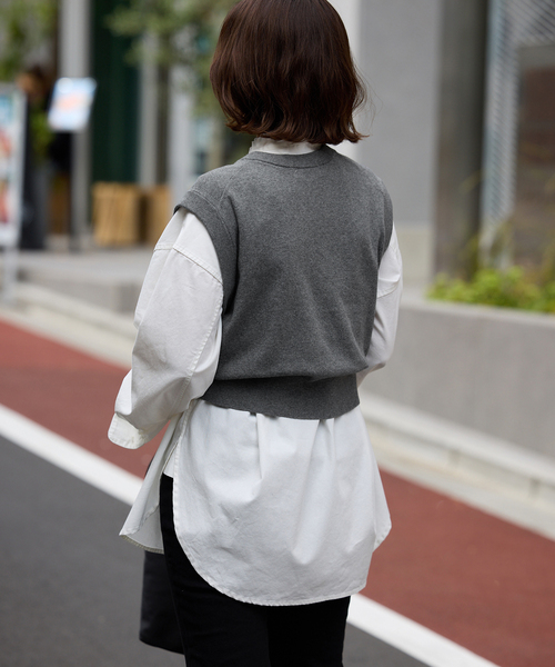 SLOBE IENA(スローブイエナ)の「ショートベスト(ベスト・レディース・キャメル/グレー・FREE)」の12枚目の写真