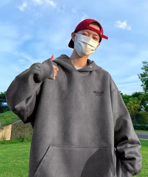 NOWLE(ノウル)の「【NOWLE】スエードタッチ ルーズフィット ルーズフィット パーカー(パーカー・メンズ・ブラック/ライトピンク/ベージュ/アイボリー・FREE)」の5枚目の写真
