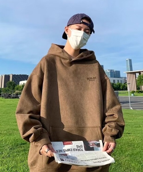 NOWLE(ノウル)の「【NOWLE】スエードタッチ ルーズフィット ルーズフィット パーカー(パーカー・メンズ・ブラック/ライトピンク/ベージュ/アイボリー・FREE)」の16枚目の写真