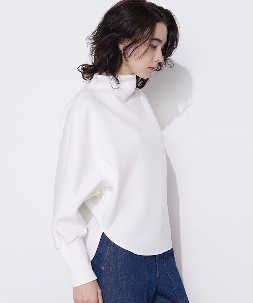 COMME CA Wardrobe（コムサワードローブ）の「ソフトストレッチダンボールニット ボトルネックプルオーバー（Tシャツ/カットソー・レディース・ネイビー/サックスブルー/ホワイト・FREE）」の2枚目の写真