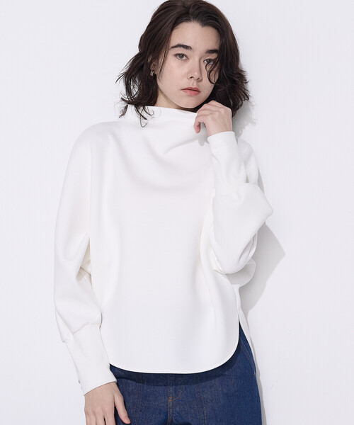 COMME CA Wardrobe（コムサワードローブ）の「ソフトストレッチダンボールニット ボトルネックプルオーバー（Tシャツ/カットソー・レディース・ネイビー/サックスブルー/ホワイト・FREE）」の19枚目の写真