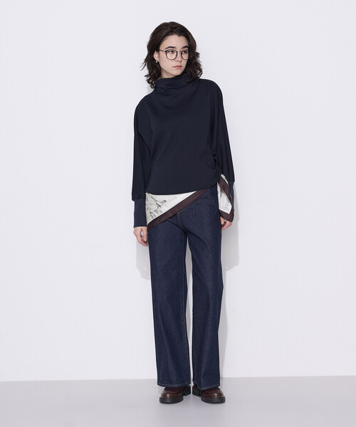 COMME CA Wardrobe（コムサワードローブ）の「ソフトストレッチダンボールニット ボトルネックプルオーバー（Tシャツ/カットソー・レディース・ネイビー/サックスブルー/ホワイト・FREE）」の22枚目の写真