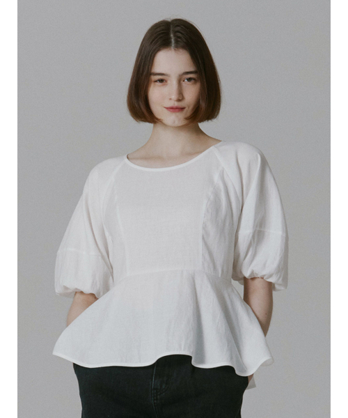 Kelly Peplum Linnen Blouse_White（シャツ/ブラウス）｜OTHEMENT BY 