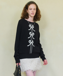 DEWEDEWE（デュイデュイ）の「Three Ribbon Knit_Black（ニット/セーター）」