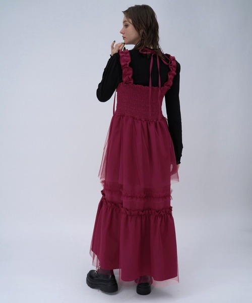 HARE（ハレ）の「ギャザーフリルキャミワンピース(HARE)（ワンピース・レディース・レッド/ブルー/ブラック・FREE）」の10枚目の写真