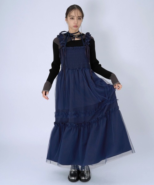 HARE（ハレ）の「ギャザーフリルキャミワンピース(HARE)（ワンピース・レディース・レッド/ブルー/ブラック・FREE）」の12枚目の写真