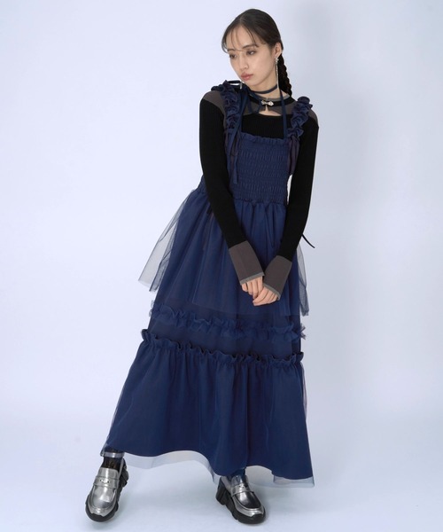 HARE（ハレ）の「ギャザーフリルキャミワンピース(HARE)（ワンピース・レディース・レッド/ブルー/ブラック・FREE）」の13枚目の写真