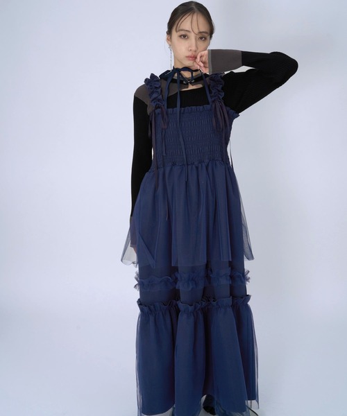HARE（ハレ）の「ギャザーフリルキャミワンピース(HARE)（ワンピース・レディース・レッド/ブルー/ブラック・FREE）」の15枚目の写真