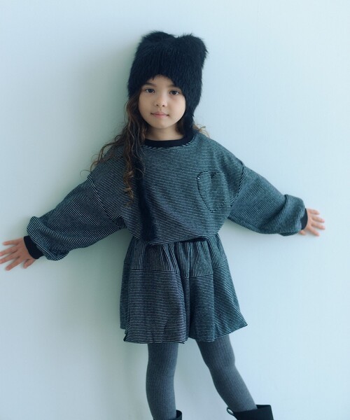 green label relaxing（グリーンレーベルリラクシング）の「ネコミミ ビーニー / ニット帽（ニットキャップ/ビーニー・キッズ・ダークグレー/ライラック/ブラック・FREE）」の4枚目の写真