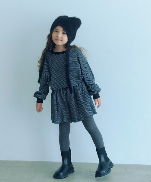 green label relaxing（グリーンレーベルリラクシング）の「ネコミミ ビーニー / ニット帽（ニットキャップ/ビーニー・キッズ・ダークグレー/ライラック/ブラック・FREE）」の5枚目の写真