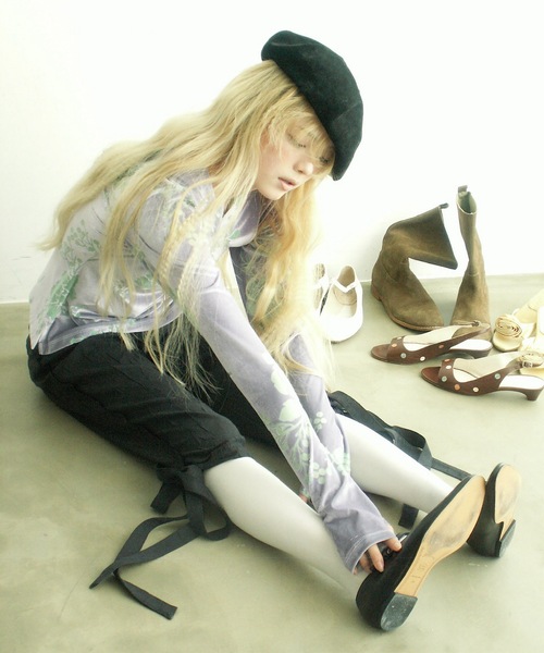 igi（イジ）の「BOW CRINKLE CAPRIS / リボンカプリパンツ（その他パンツ・レディース・ブラック/ベージュ/ピンク・FREE）」の7枚目の写真