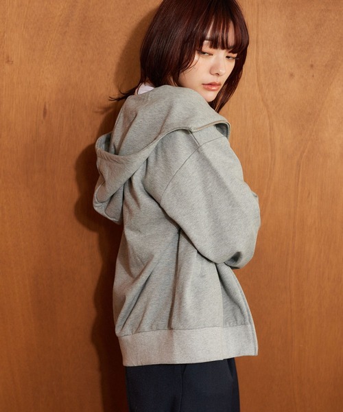 mysty woman（ミスティウーマン）の「オープンカラー裏毛フーディ 636350（パーカー・レディース・グレー/ホワイト系その他/ネイビー・FREE）」の16枚目の写真