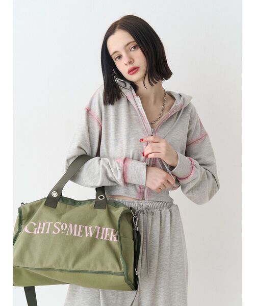 jouetie（ジュエティ）の「BIGキャンバスボストンバッグ（ボストンバッグ・レディース・カーキ/ブラック・FREE）」の8枚目の写真