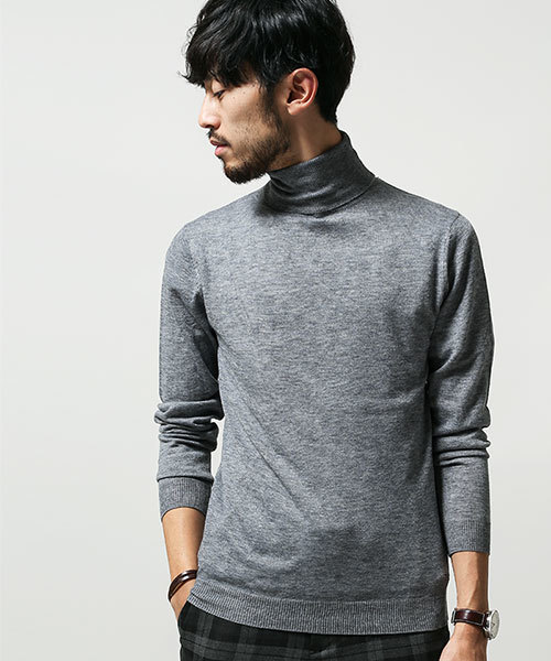 NANO universe（ナノユニバース）の「カシミヤ混タートルネックニット（ニット/セーター・メンズ・ブラック/グレー/ネイビー・LARGE/SMALL/MEDIUM）」の3枚目の写真