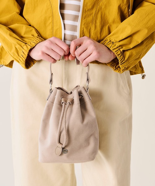 ORCIVAL（オーシバル）の「ORCIVAL | ツイル パース巾着バッグ UNISEX（ハンドバッグ・レディース・アイボリー/ブラック/ライトグレー・-）」の3枚目の写真