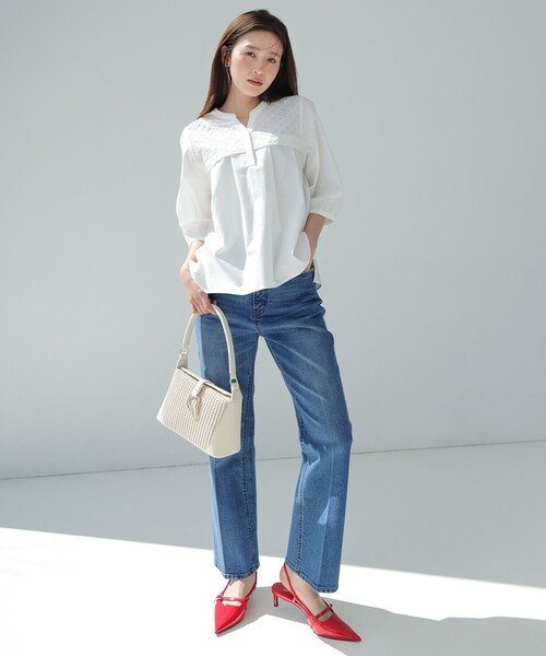 ANY SIS(エニィスィス)の「センタープレスセミフレア デニム(デニムパンツ・レディース・ネイビー系/ダルブルー系・SMALL/MEDIUM/LARGE)」の17枚目の写真