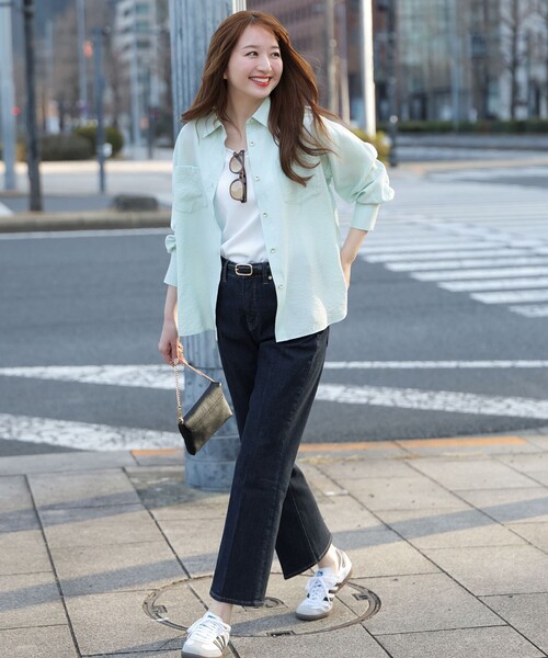 ANY SIS（エニィスィス）の「センタープレスセミフレア デニム（デニムパンツ・レディース・ネイビー系/ダルブルー系・SMALL/MEDIUM/LARGE）」の18枚目の写真