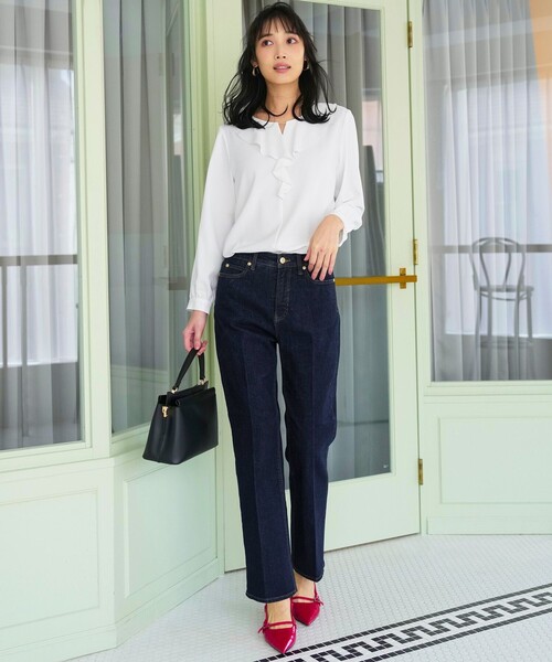 ANY SIS（エニィスィス）の「センタープレスセミフレア デニム（デニムパンツ・レディース・ネイビー系/ダルブルー系・SMALL/MEDIUM/LARGE）」の16枚目の写真