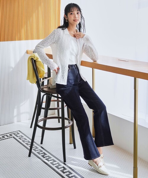 ANY SIS（エニィスィス）の「センタープレスセミフレア デニム（デニムパンツ・レディース・ネイビー系/ダルブルー系・SMALL/MEDIUM/LARGE）」の15枚目の写真