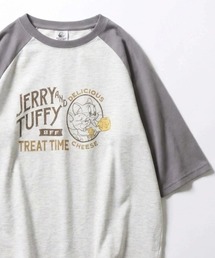 2026SS Tom and Jerry/トムとジェリー ビンテージデザイン キャラクタープリント ラグラン5分袖Tシャツ