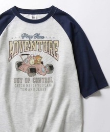 2026SS Tom and Jerry/トムとジェリー ビンテージデザイン キャラクタープリント ラグラン5分袖Tシャツ