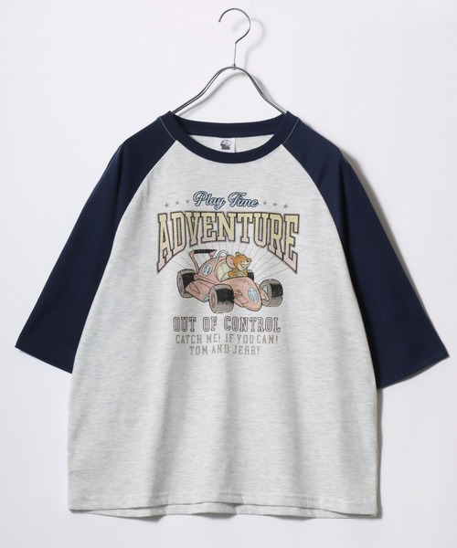 Tom＆Jerry（トムアンドジェリー）の「2026SS Tom and Jerry/トムとジェリー ビンテージデザイン キャラクタープリント ラグラン5分袖Tシャツ（Tシャツ/カットソー・レディース・グレー系その他/クリーム/ホワイト系その他/グレー系その他2・L/M）」の10枚目の写真