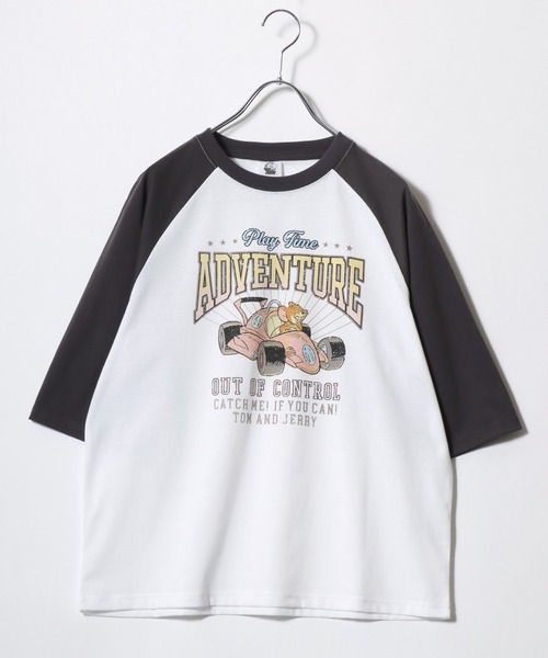 Tom＆Jerry（トムアンドジェリー）の「2026SS Tom and Jerry/トムとジェリー ビンテージデザイン キャラクタープリント ラグラン5分袖Tシャツ（Tシャツ/カットソー・レディース・グレー系その他/クリーム/ホワイト系その他/グレー系その他2・L/M）」の12枚目の写真